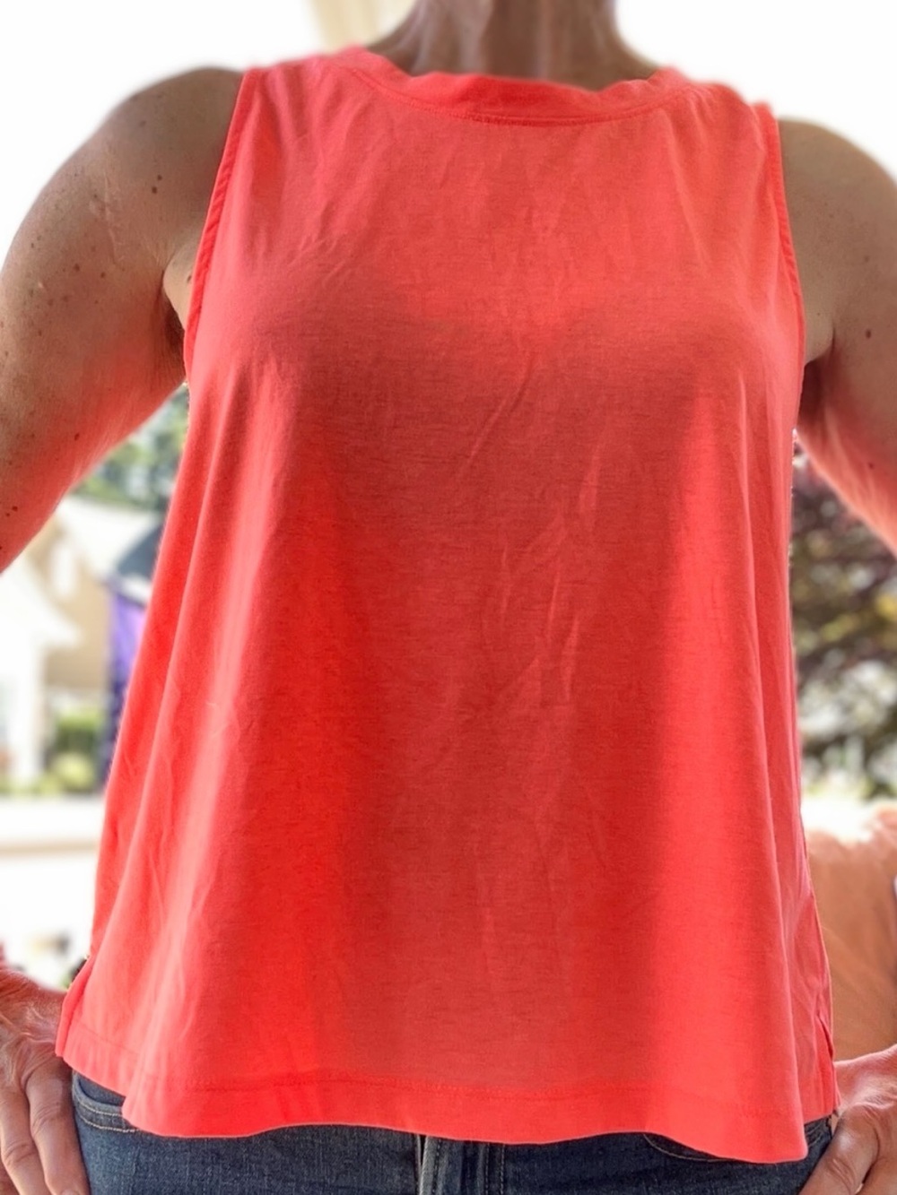 🩷Lou & Grey Sleeveless Tank Top | Neon Coral | Soft Cotton Blend | Medium
